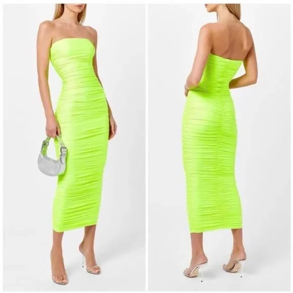 slim fit dress slacks Shop The Linen Studio Strapless Dress (Apple Green)